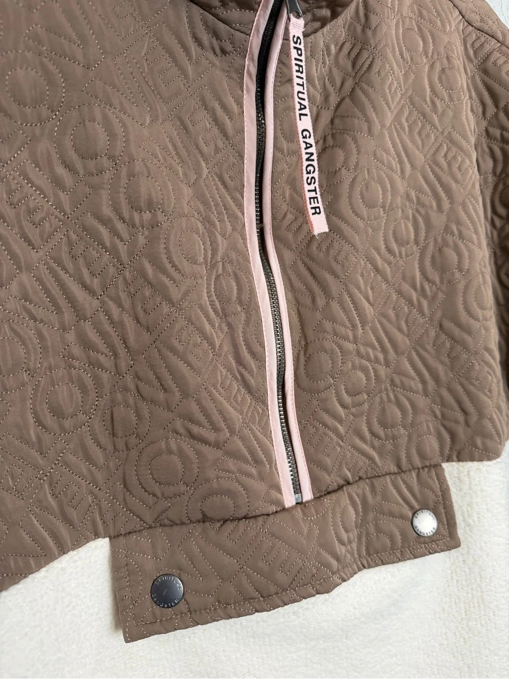 Spiritual Gangster Sherpa Quilted Half Zip Fleece Pullover Jacket Size S